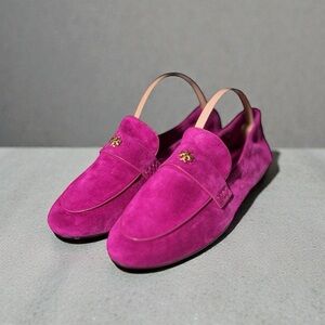 🌻Tory Burch Fuchsia Suede Ballet Designer Flat Loafer Women's Size 6.5